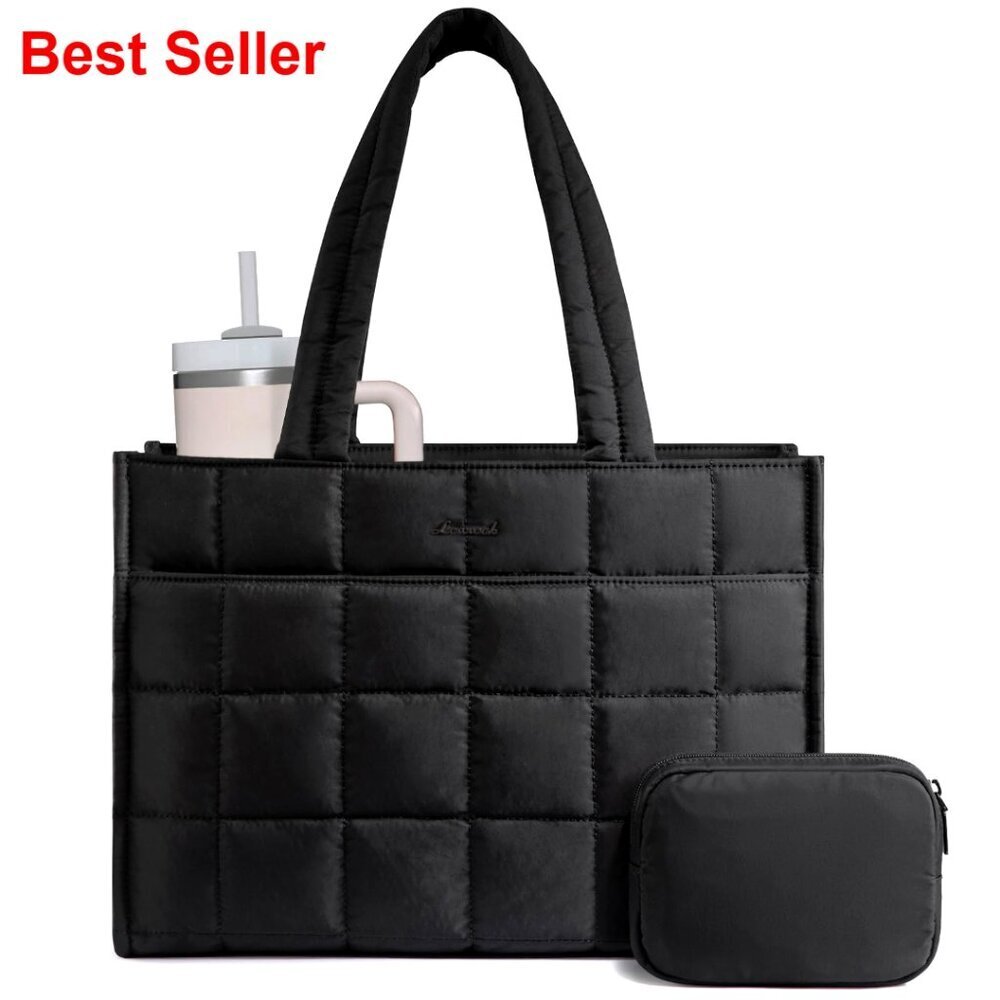 Large Puffer Tote Bag 15.6 Inch Laptop Purse Work Travel Shoulder Bag